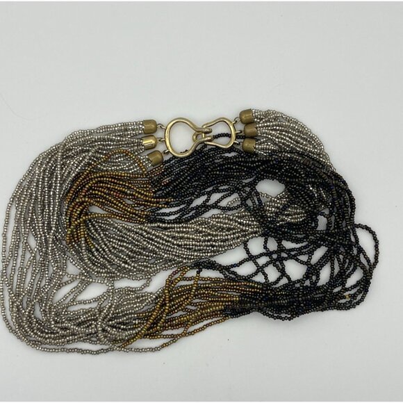 Waterfall Multi Strand Seed Beads Necklace 27" End To End - Picture 3 of 8